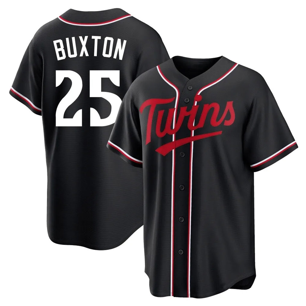 Yuxns M.Twins #25 Byron Buxton Player Black Fashion Out Home Limited Stitched Jerseys