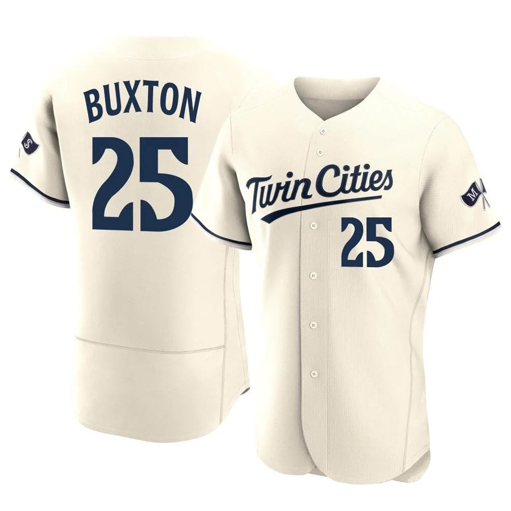 Yuxns M.Twins #25 Byron Buxton Player Cream Home Limited Elite Stitched Jerseys