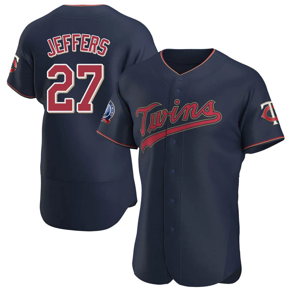 Yuxns M.Twins #27 Ryan Jeffers Player Navy 60th Home Limited Elite Stitched Jerseys