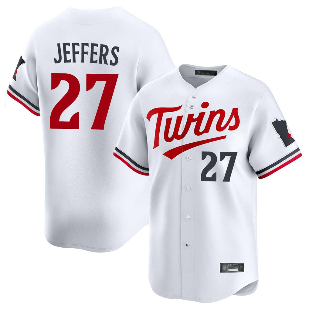Yuxns M.Twins #27 Ryan Jeffers Player White Home Limited Stitched Jerseys