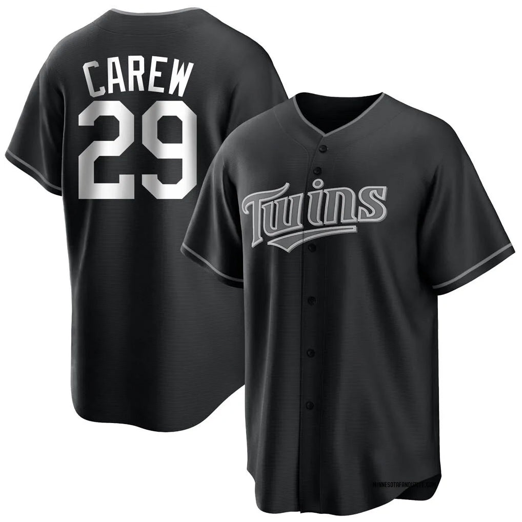 Yuxns M.Twins #29 Rod Carew Player Black Home Game Stitched Jerseys