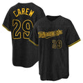 Yuxns M.Twins #29 Rod Carew Player Black Snake Skin City Home Game Stitched Jerseys