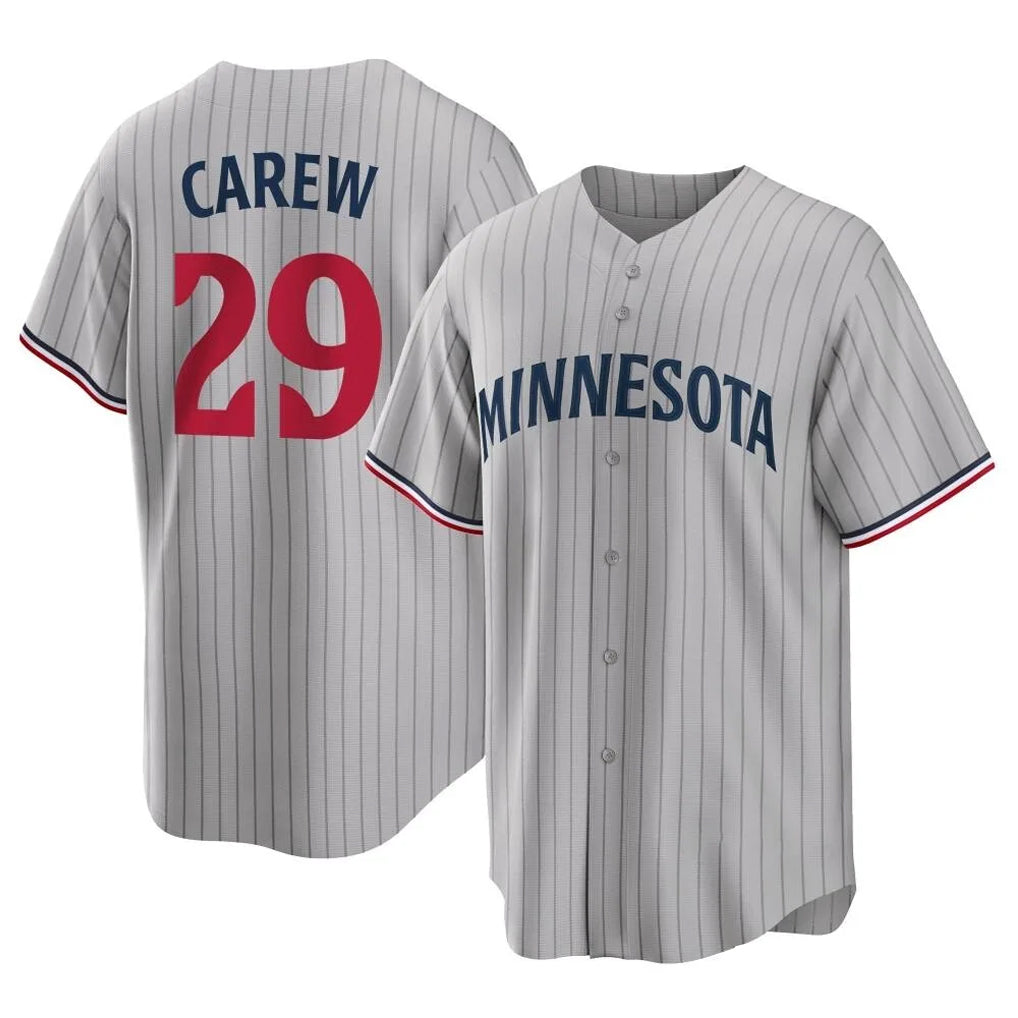 Yuxns M.Twins #29 Rod Carew Player Gray Game Limited Home Stitched Jerseys