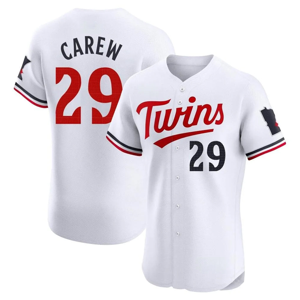 Yuxns M.Twins #29 Rod Carew Player White Home Limited Elite Stitched Jerseys