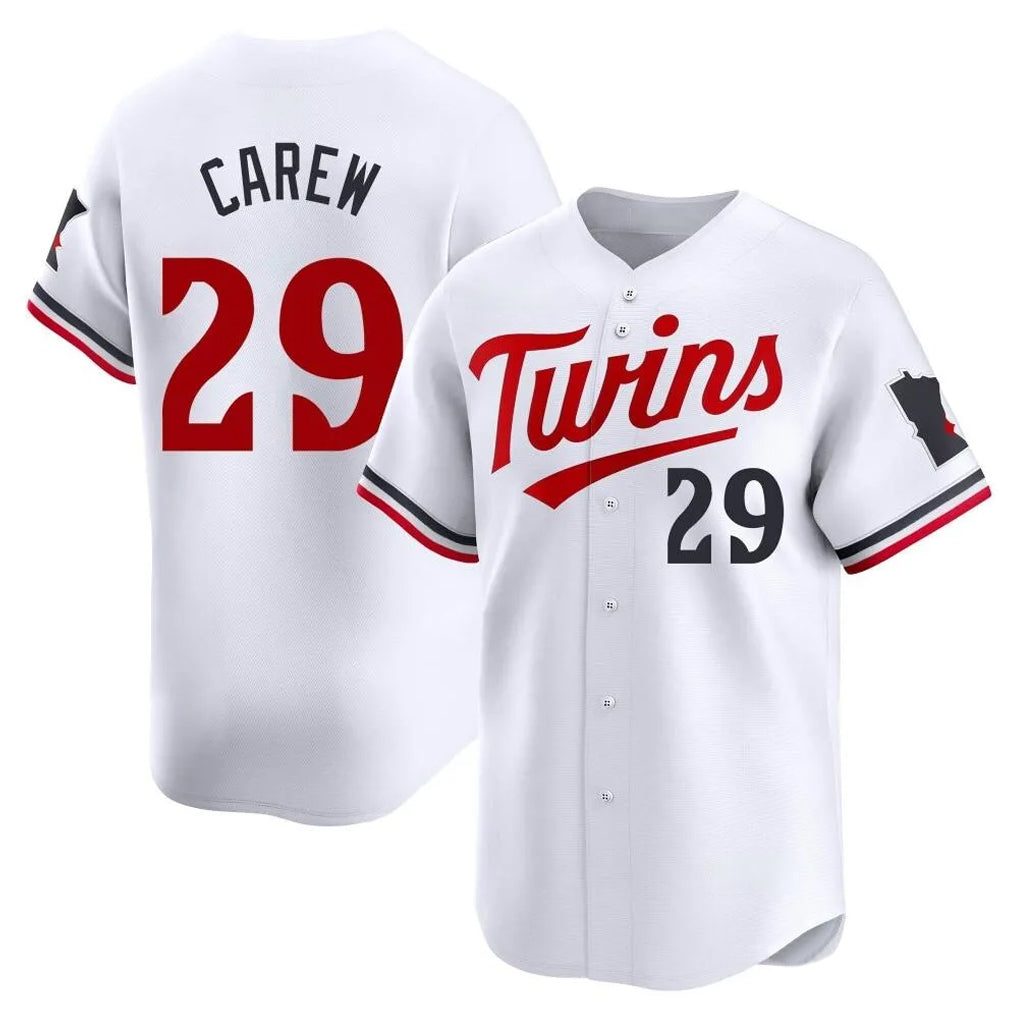 Yuxns M.Twins #29 Rod Carew Player White Home Limited Stitched Jerseys