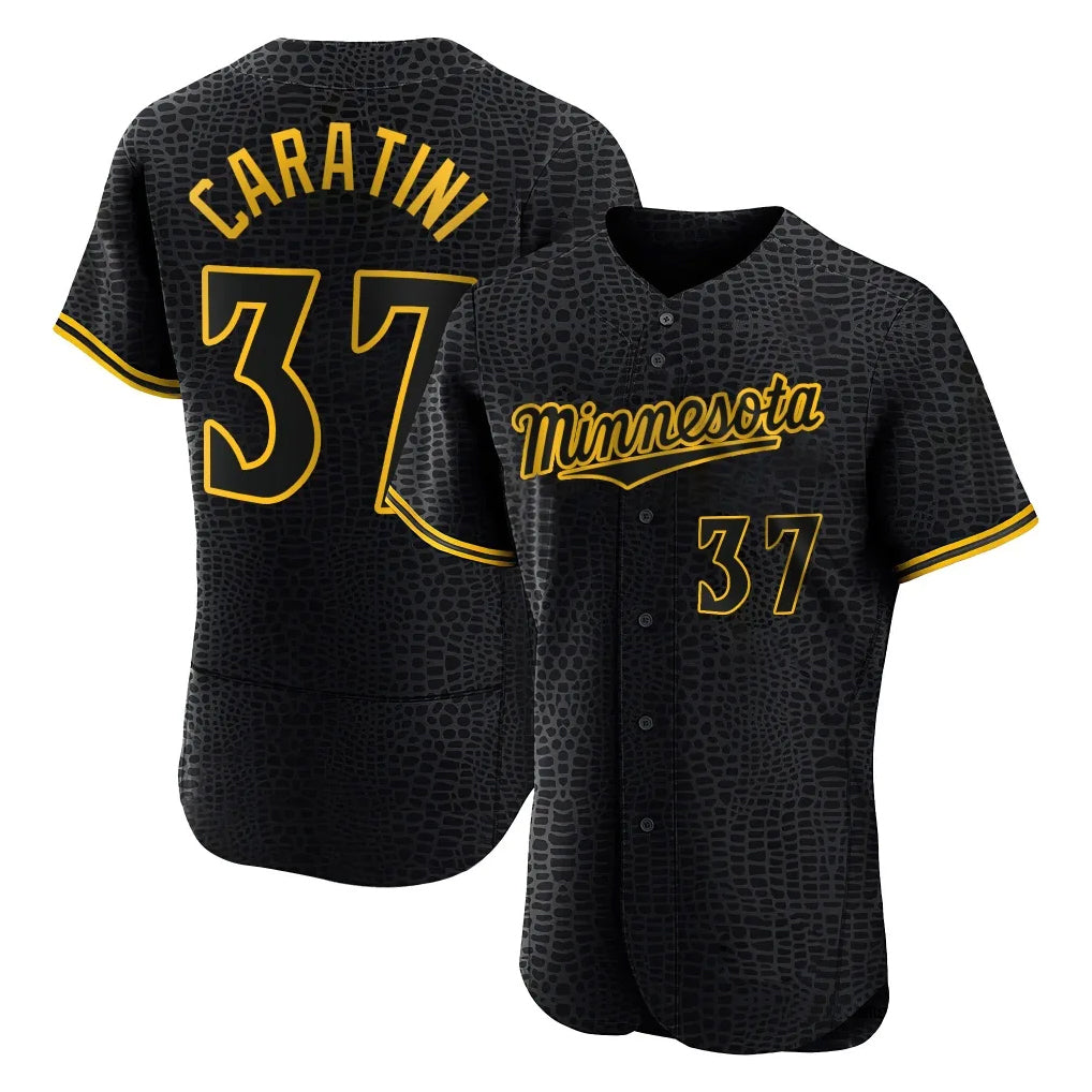 Yuxns M.Twins #37 Victor Caratini Player Black Snake Skin City Home Limited Elite Stitched Jerseys