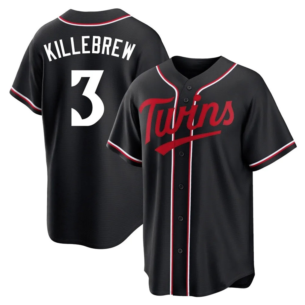 Yuxns M.Twins #3 Harmon Killebrew Player Black Fashion Out Home Limited Stitched Jerseys