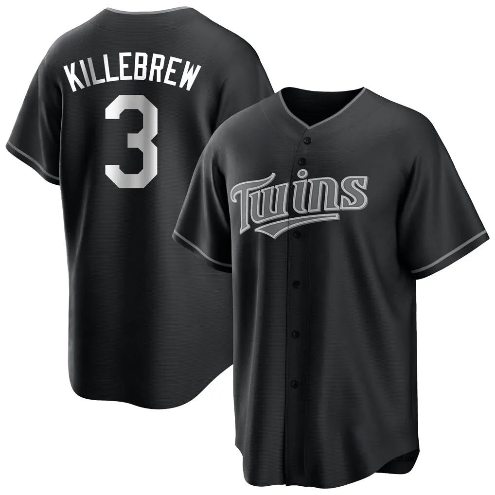 Yuxns M.Twins #3 Harmon Killebrew Player Black Home Game Stitched Jerseys