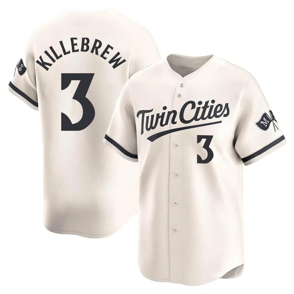 Yuxns M.Twins #3 Harmon Killebrew Player Cream Home Limited Stitched Jerseys