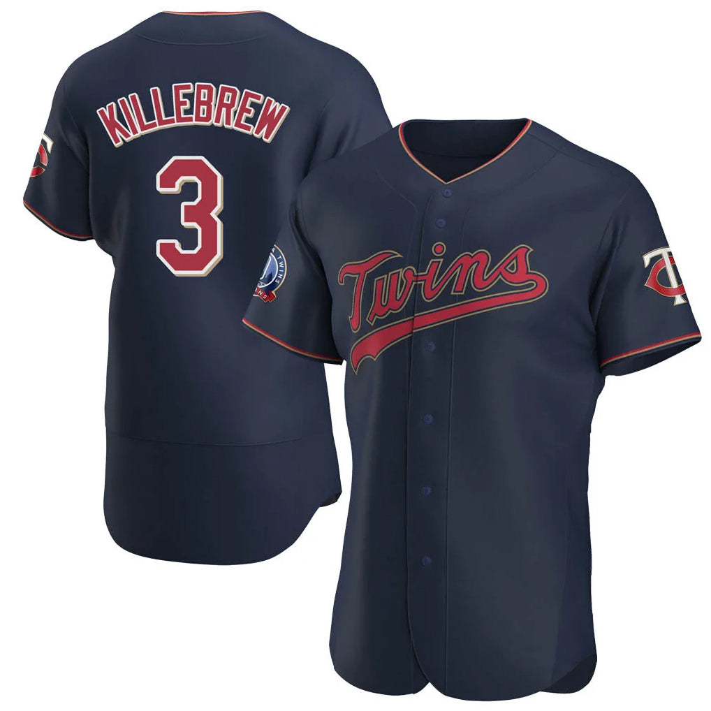 Yuxns M.Twins #3 Harmon Killebrew Player Navy 60th Home Limited Elite Stitched Jerseys