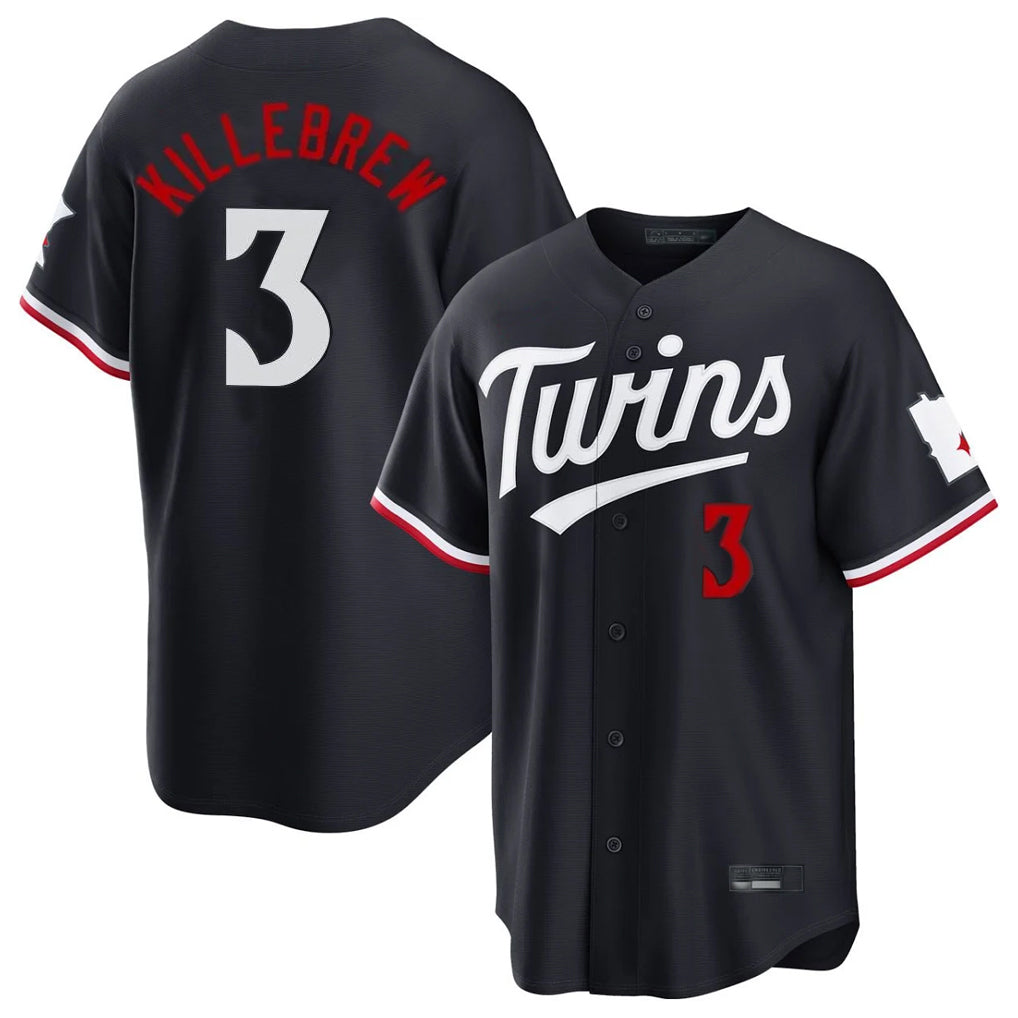 Yuxns M.Twins #3 Harmon Killebrew Player Navy Home Game Stitched Jerseys