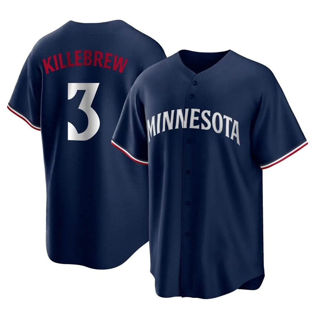 Yuxns M.Twins #3 Harmon Killebrew Player Navy Replica Alternate Home Stitched Jerseys