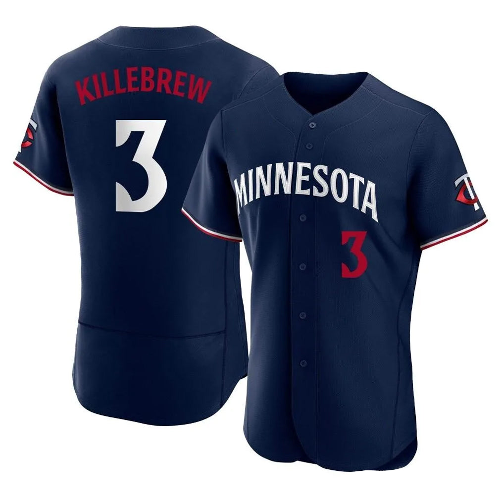 Yuxns M.Twins #3 Harmon Killebrew Player Navy Replica Home Limited Elite Stitched Jerseys
