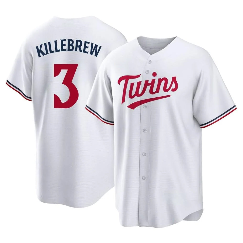 Yuxns M.Twins #3 Harmon Killebrew Player White Home Game Stitched Jerseys