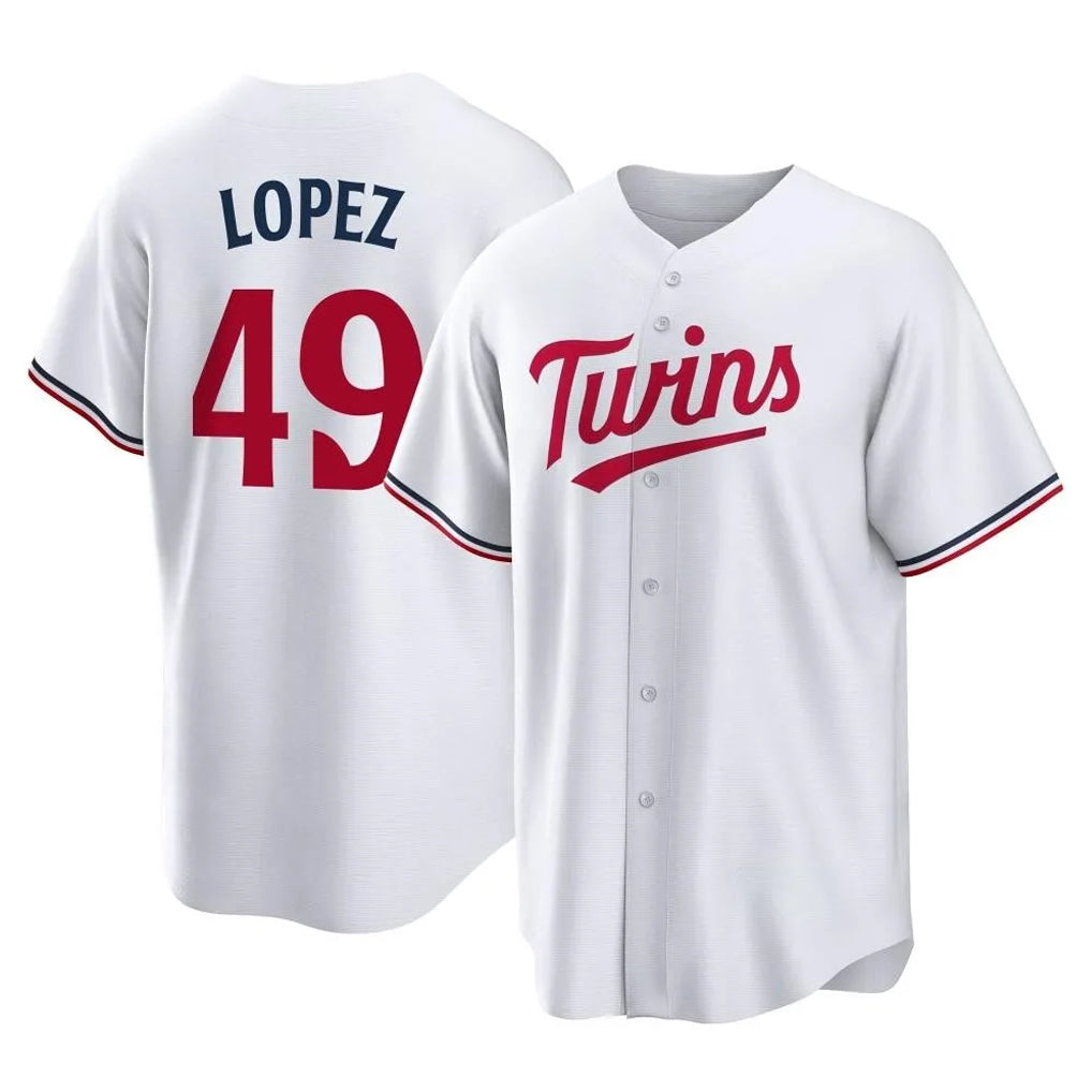 Yuxns M.Twins #49 Pablo Lopez Player White Home Game Stitched Jerseys