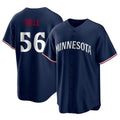 Yuxns M.Twins #56 Josh Bell Player Navy Replica Alternate Home Stitched Jerseys