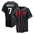 Yuxns M.Twins #7 Joe Mauer Player Black Fashion Out Home Limited Stitched Jerseys
