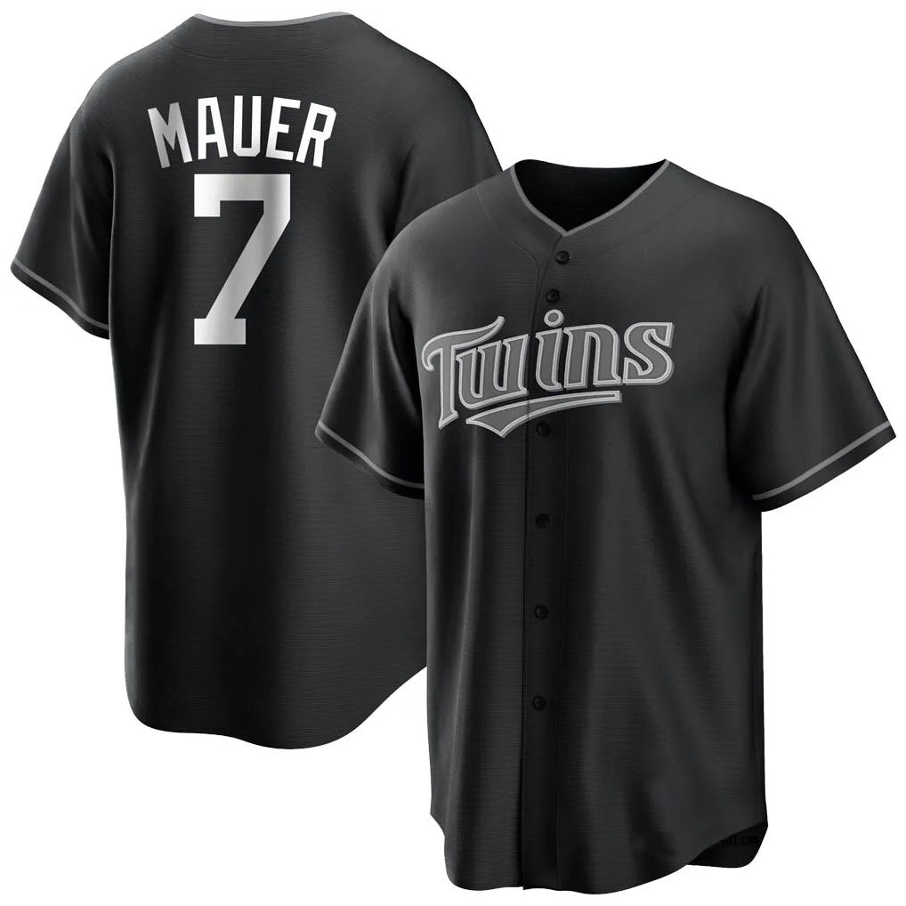 Yuxns M.Twins #7 Joe Mauer Player Black Home Game Stitched Jerseys