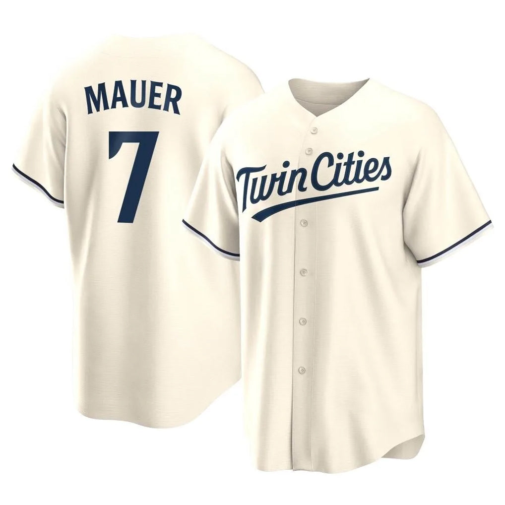 Yuxns M.Twins #7 Joe Mauer Player Cream Game Limited Home Stitched Jerseys