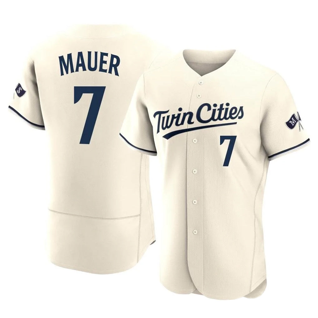Yuxns M.Twins #7 Joe Mauer Player Cream Home Limited Elite Stitched Jerseys