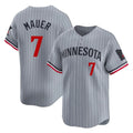 Yuxns M.Twins #7 Joe Mauer Player Gray Home Limited Stitched Jerseys