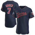 Yuxns M.Twins #7 Joe Mauer Player Navy 60th Home Limited Elite Stitched Jerseys