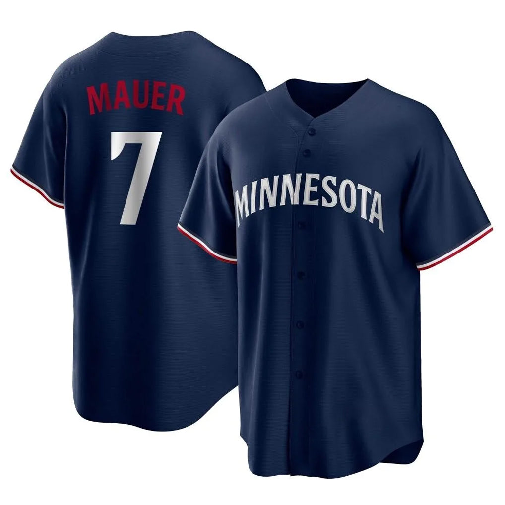 Yuxns M.Twins #7 Joe Mauer Player Navy Replica Alternate Home Stitched Jerseys