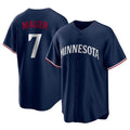 Yuxns M.Twins #7 Joe Mauer Player Navy Replica Alternate Home Stitched Jerseys