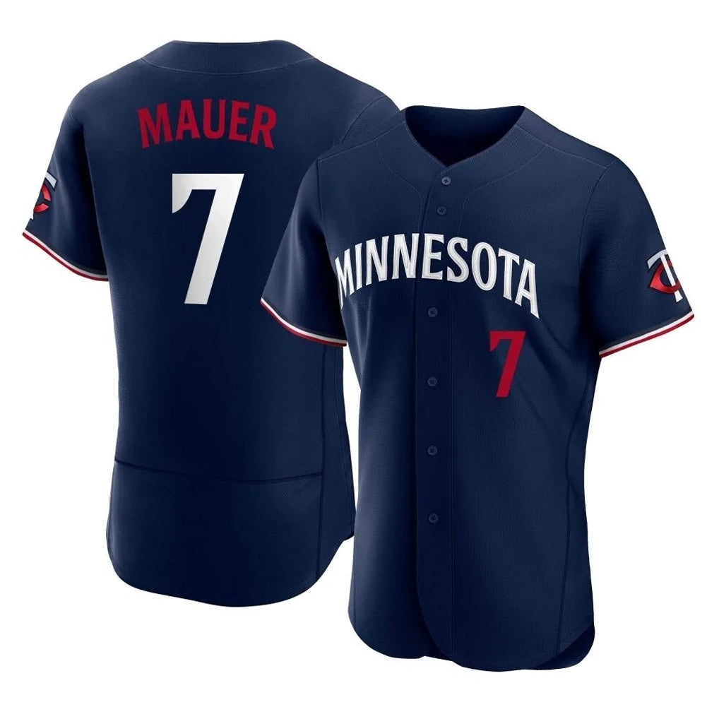 Yuxns M.Twins #7 Joe Mauer Player Navy Replica Home Limited Elite Stitched Jerseys