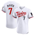Yuxns M.Twins #7 Joe Mauer Player White Home Limited Elite Stitched Jerseys
