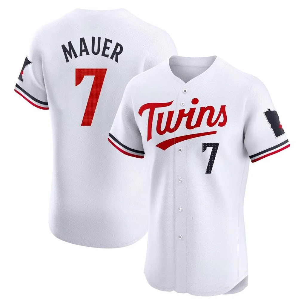 Yuxns M.Twins #7 Joe Mauer Player White Home Limited Elite Stitched Jerseys
