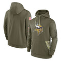 Yuxns M.Vikings Olive Salute to Service Pullover Hoodies Blank Player Stitched Jerseys