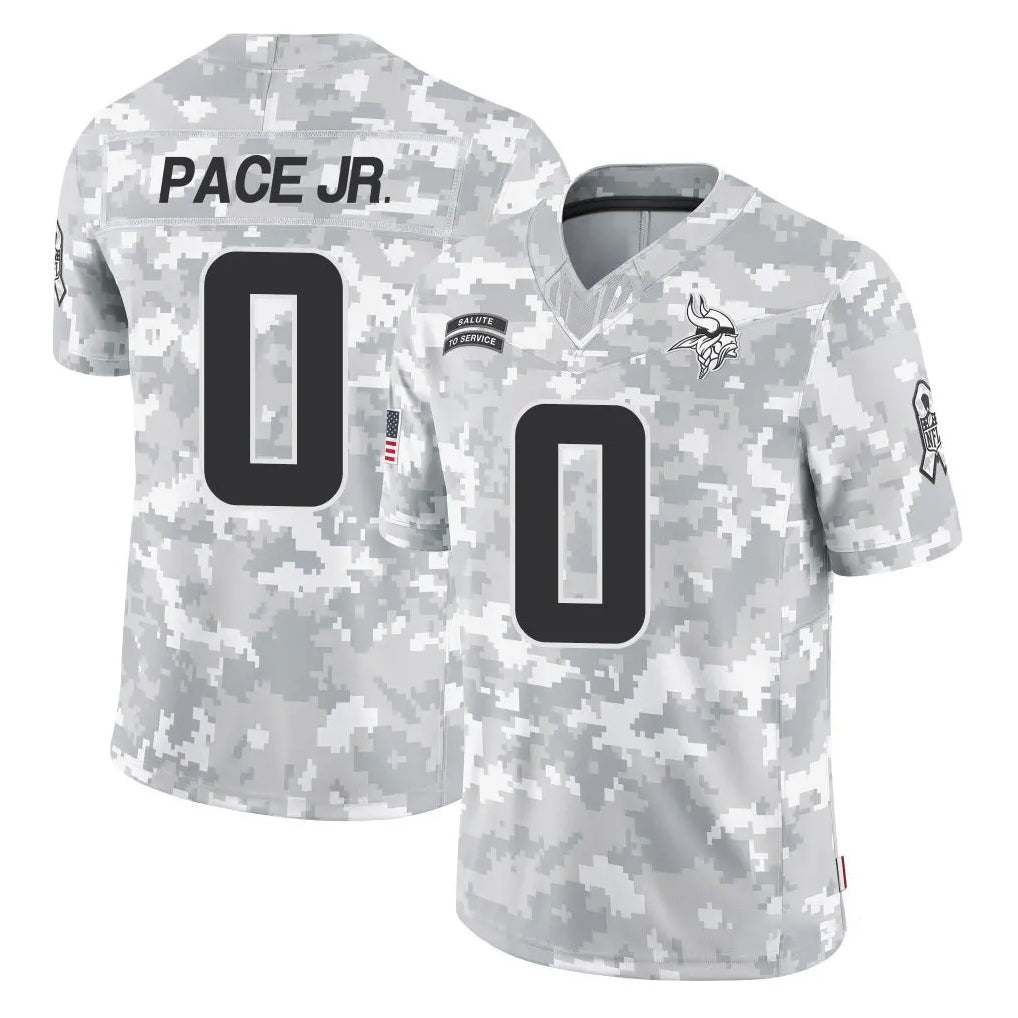 Yuxns M.Vikings #0 Ivan Pace Jr. Player Arctic Camo Salute To Service Limited Game Stitched Jerseys