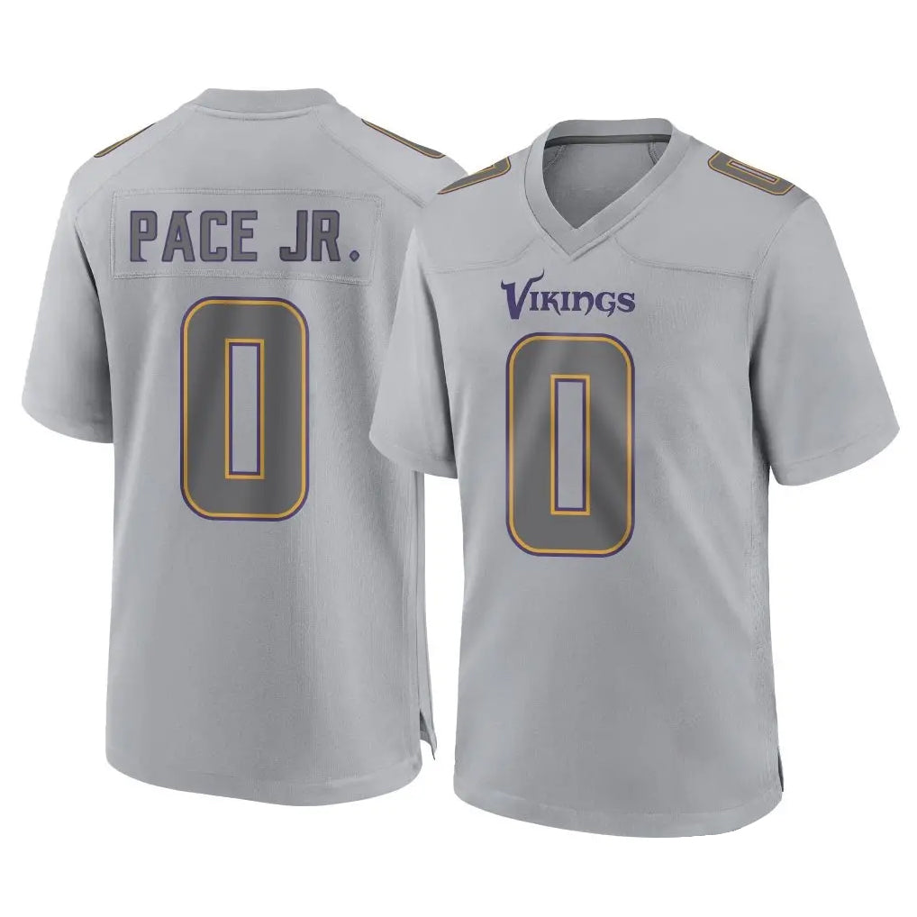 Yuxns M.Vikings #0 Ivan Pace Jr. Player Gray Atmosphere Fashion Home Game Stitched Jerseys