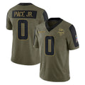 Yuxns M.Vikings #0 Ivan Pace Jr. Player Olive Salute To Service Limited Game Stitched Jerseys