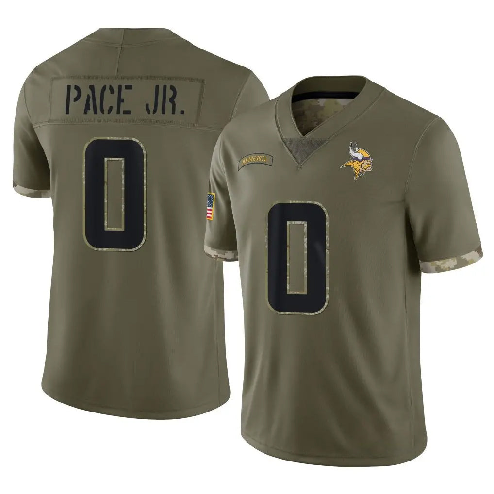 Yuxns M.Vikings #0 Ivan Pace Jr. Player Olive Salute To Service Limited Stitched Jerseys