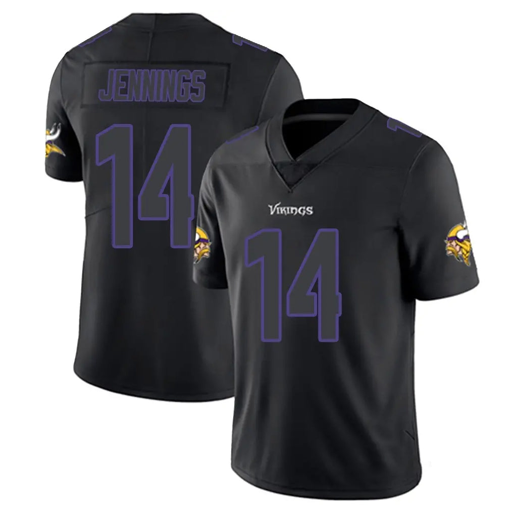 Yuxns M.Vikings #14 Jauan Jennings Player Black Impact LImited Home Game Stitched Jerseys