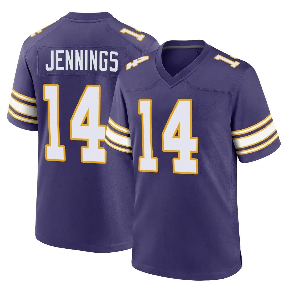 Yuxns M.Vikings #14 Jauan Jennings Player Purple Classic Home Game Stitched Jerseys