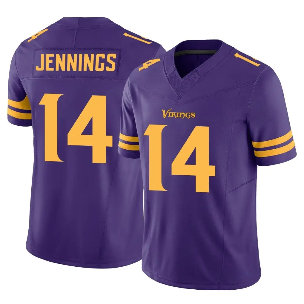 Yuxns M.Vikings #14 Jauan Jennings Player Purple Limited Alternate Vapor F.U.S.E. Home Game Stitched Jerseys