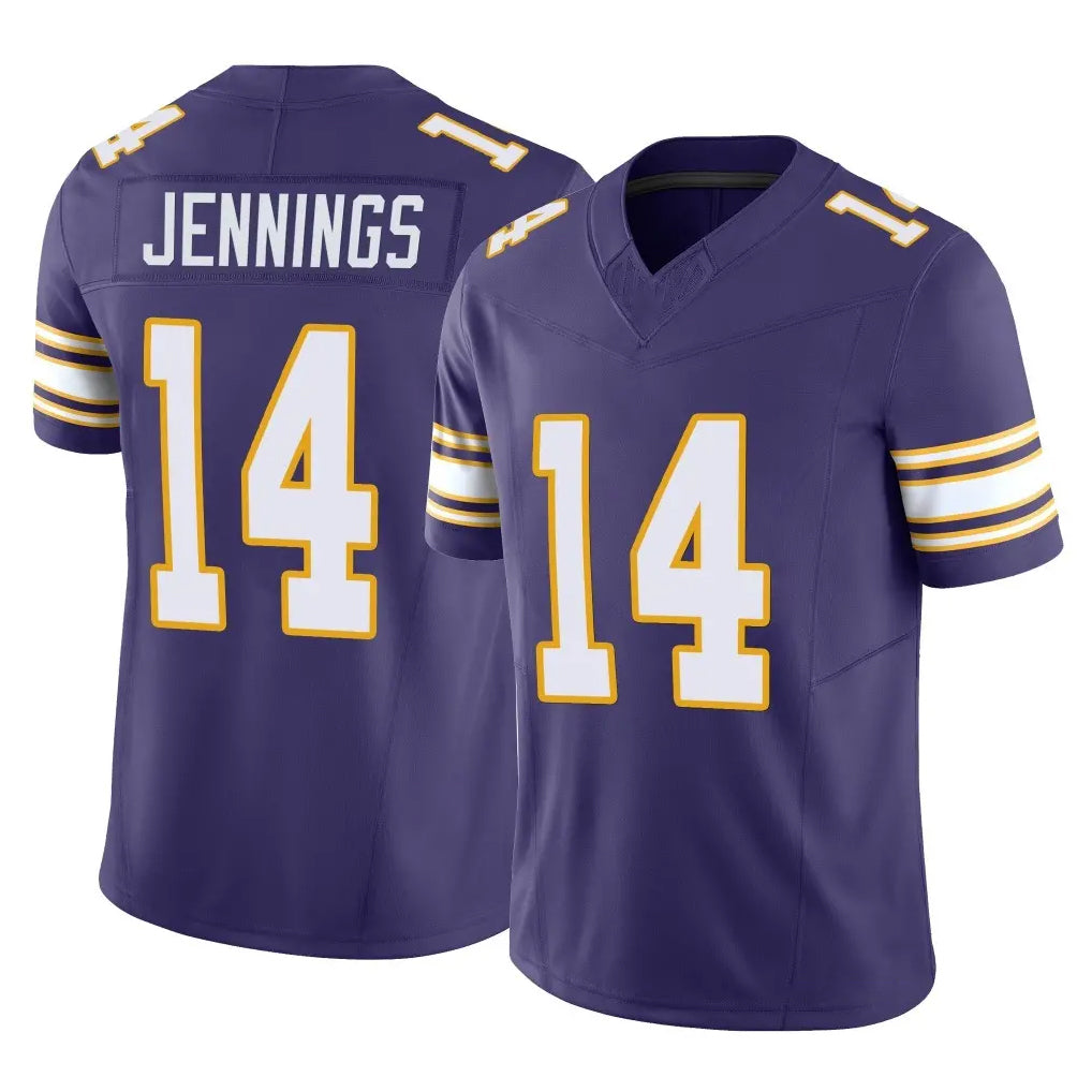 Yuxns M.Vikings #14 Jauan Jennings Player Purple Limited Classic Vapor F.U.S.E. Home Game Stitched Jerseys