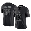 Yuxns M.Vikings #15 Dallas Turner Player Black Reflective LImited Home Game Stitched Jerseys