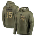 Yuxns M.Vikings #15 Dallas Turner Player Olive Salute to Service Pullover Hoodies Home Game Stitched Jerseys