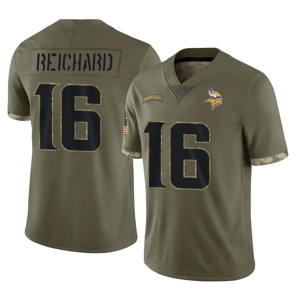 Yuxns M.Vikings #16 Will Reichard Player Olive Salute To Service Limited Stitched Jerseys