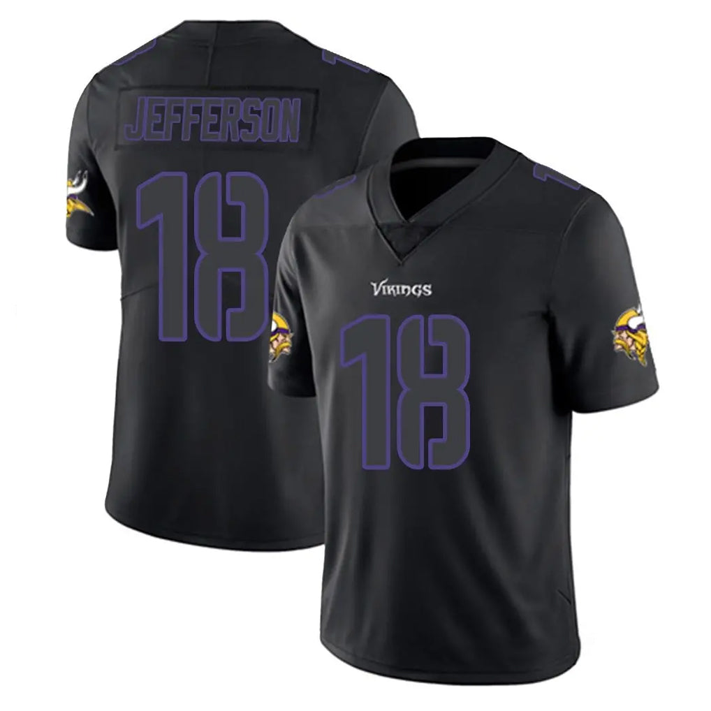Yuxns M.Vikings #18 Justin Jefferson Player Black Impact LImited Home Game Stitched Jerseys