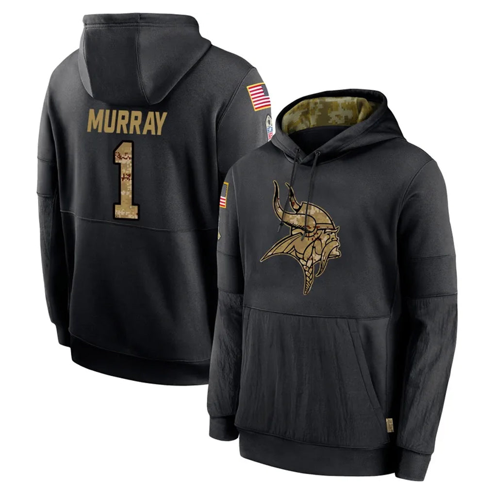 Yuxns M.Vikings #1 Kyler Murray Player Black Salute to Service Hoodies Limited Game Stitched Jerseys