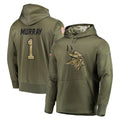 Yuxns M.Vikings #1 Kyler Murray Player Olive Salute to Service Pullover Hoodies Home Game Stitched Jerseys