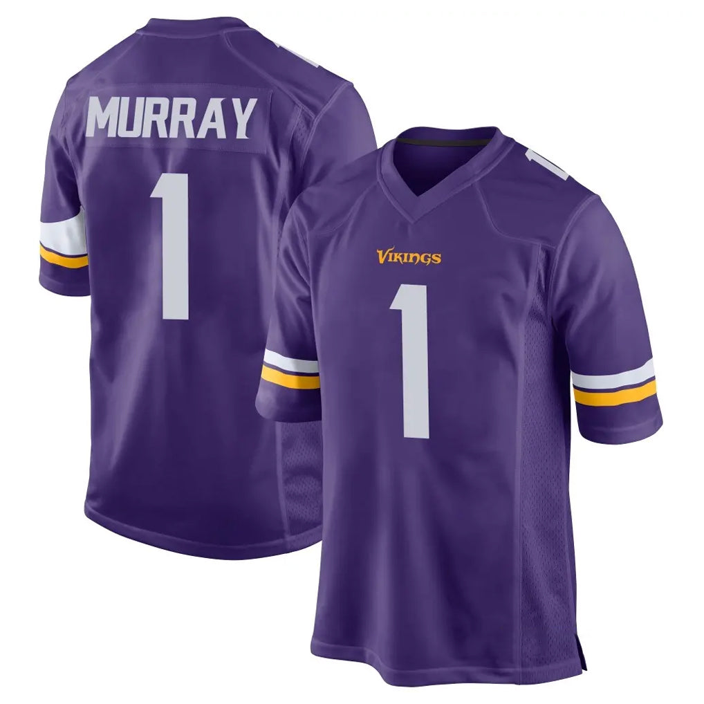 Yuxns M.Vikings #1 Kyler Murray Player Purple Home Game Stitched Jerseys
