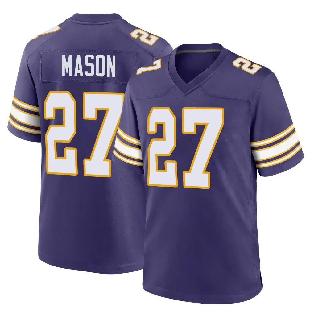 Yuxns M.Vikings #27 Jordan Mason Player Purple Classic Home Game Stitched Jerseys