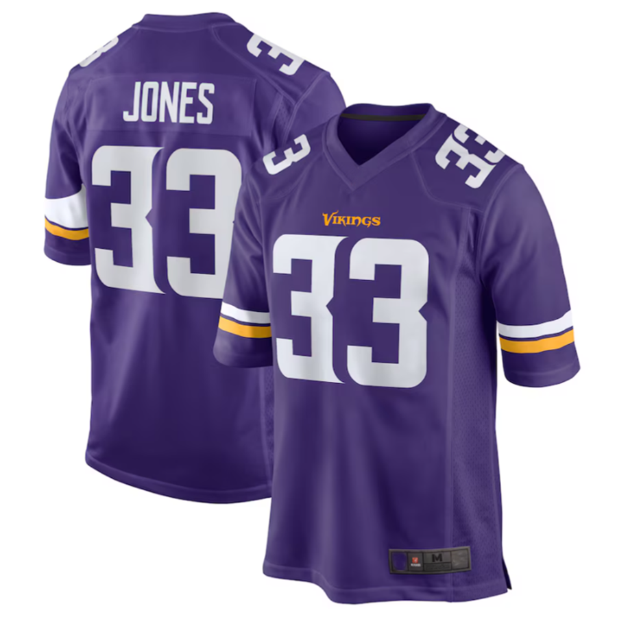 Yuxns MN.Vikings #33 Aaron Jones Purple Game Player Jersey Stitched American Stitched Jerseys