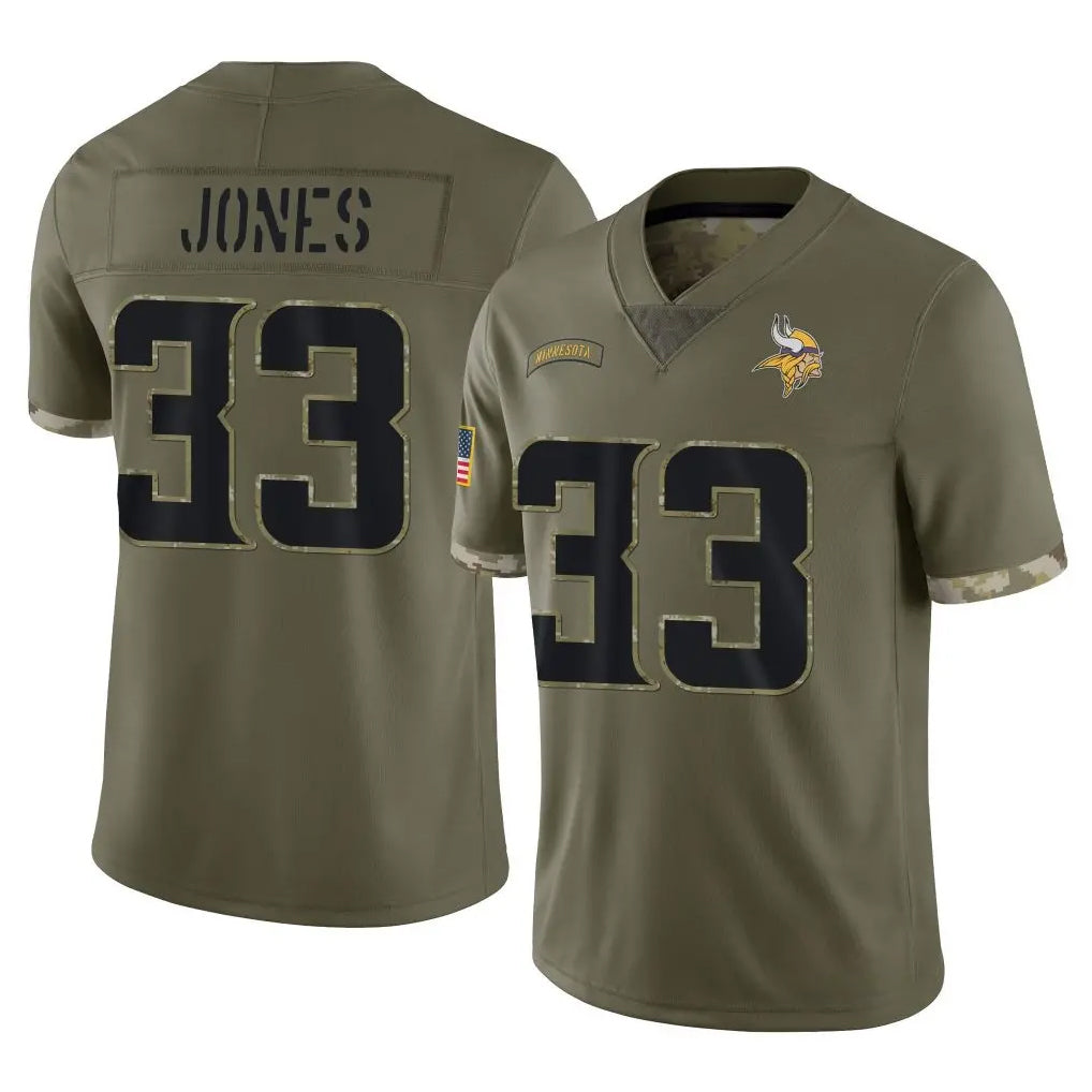 Yuxns M.Vikings #33 Aaron Jones Sr. Player Olive Salute To Service Limited Stitched Jerseys